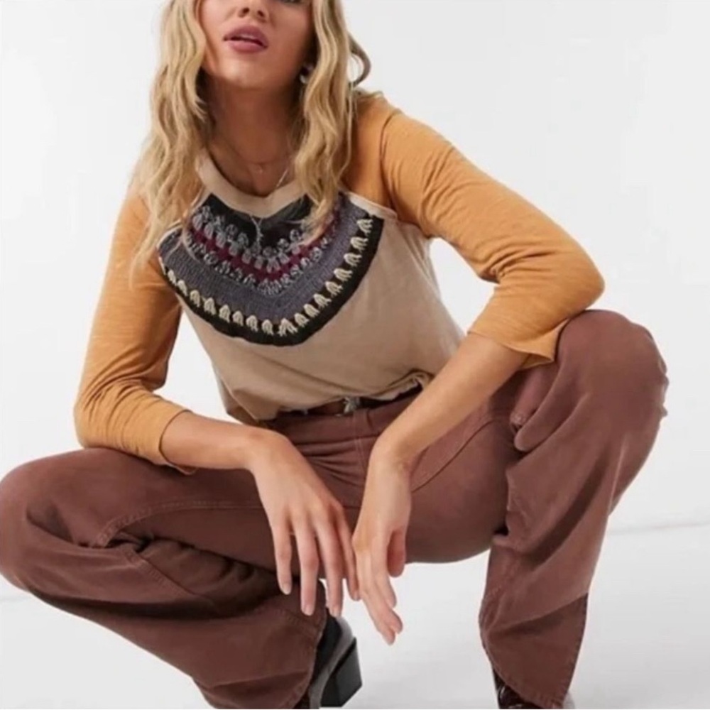 Free People Spring Bound Crochet Henley Top